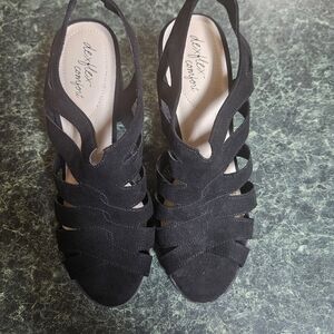 Dex Flex Comfort black block-heel sandals Size 9.5 Block Heel Ankle Strap